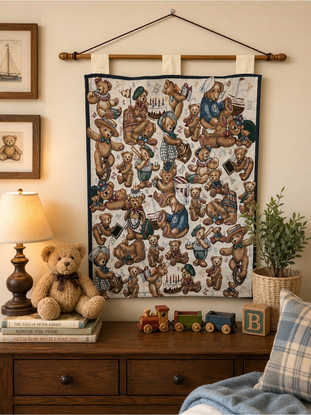 Tossed Teddies Woven Wall Tapestry Attributed Charlotte Home Furnishings